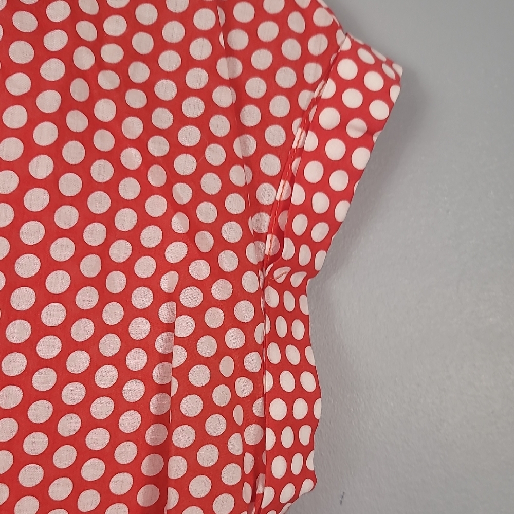 C&A Red and White Dolman Sleeve Blouse with Notched Collar - Picture 5 of 7